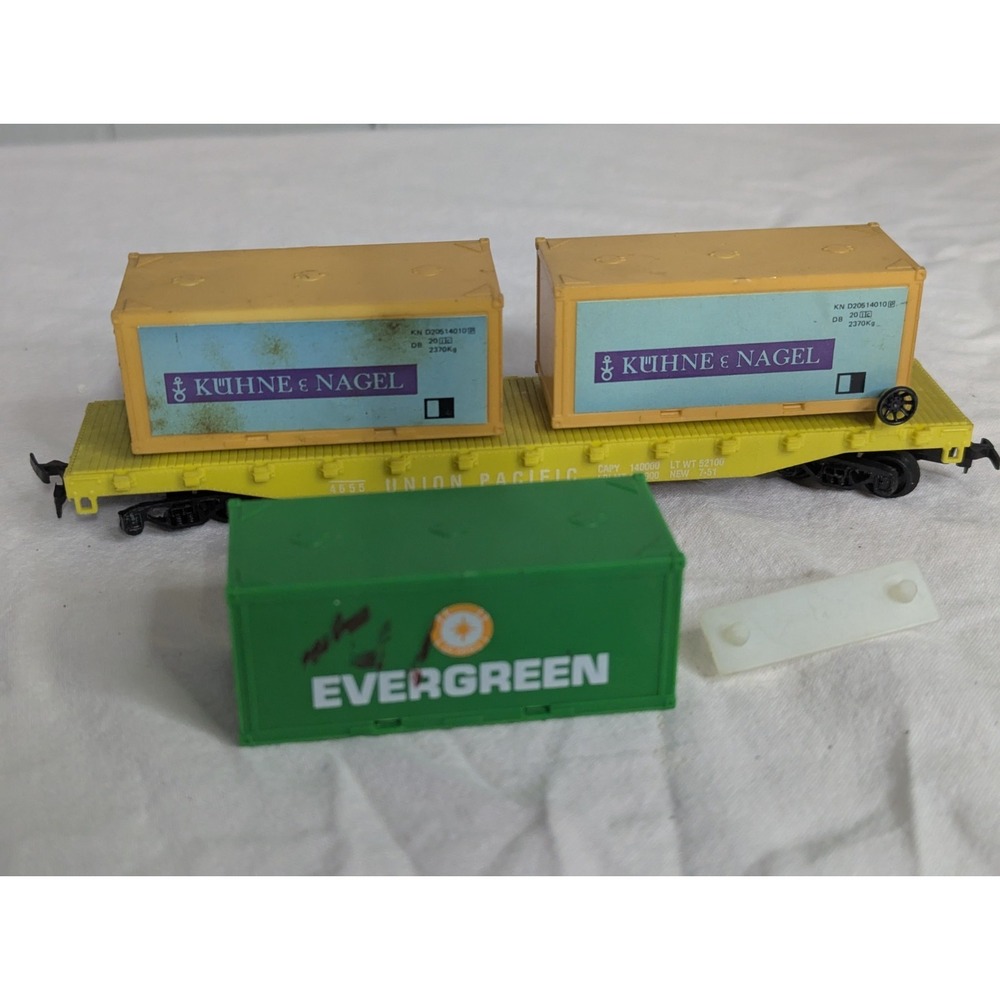 Vintage Ho scale union pacific trailer hauler train car evergreen Kuhne nagel HK